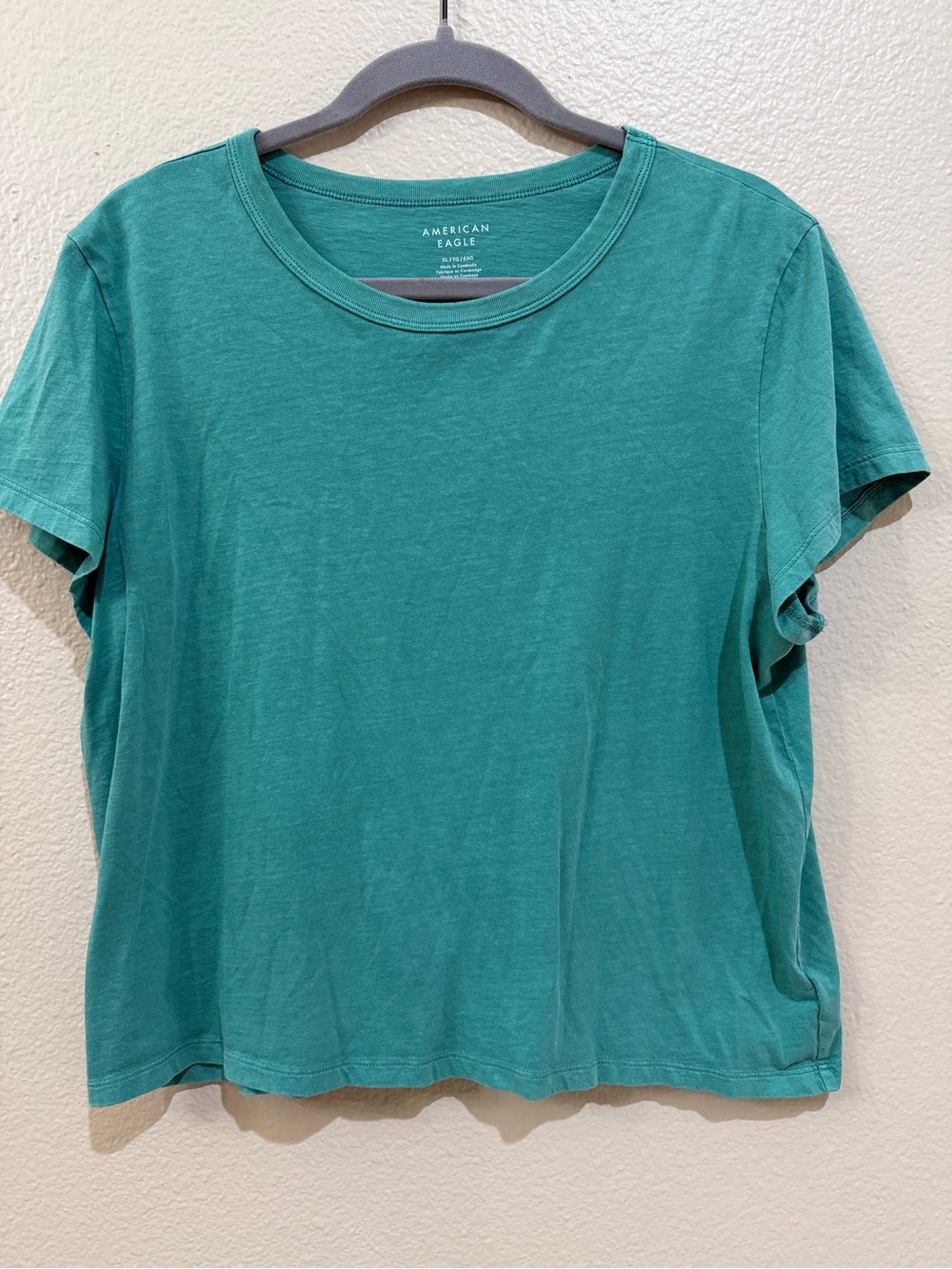American Eagle Women Teal Green Crewneck Short Sleeve T-Shirt Size XL